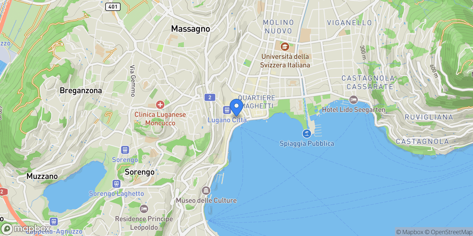 Map showing Lugano, Switzerland, Lugano, Ticino, Switzerland.