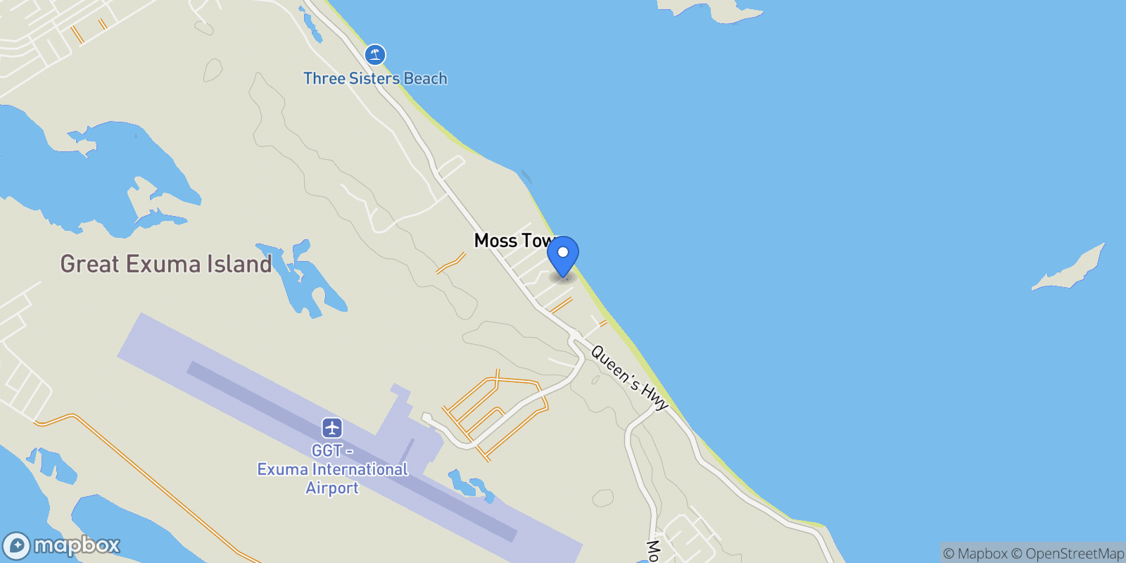 Map showing Casa Del Mar Villa II, Exuma, EX, Moss Town, Exuma, The Bahamas.