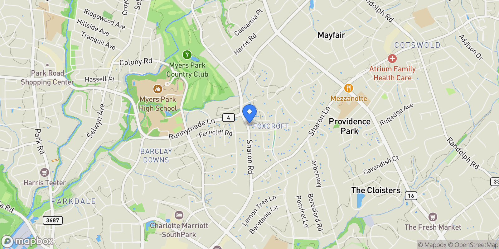 Map showing 2147 Sharon Avenue , Charlotte, NC 28211, Charlotte, North Carolina, United States.