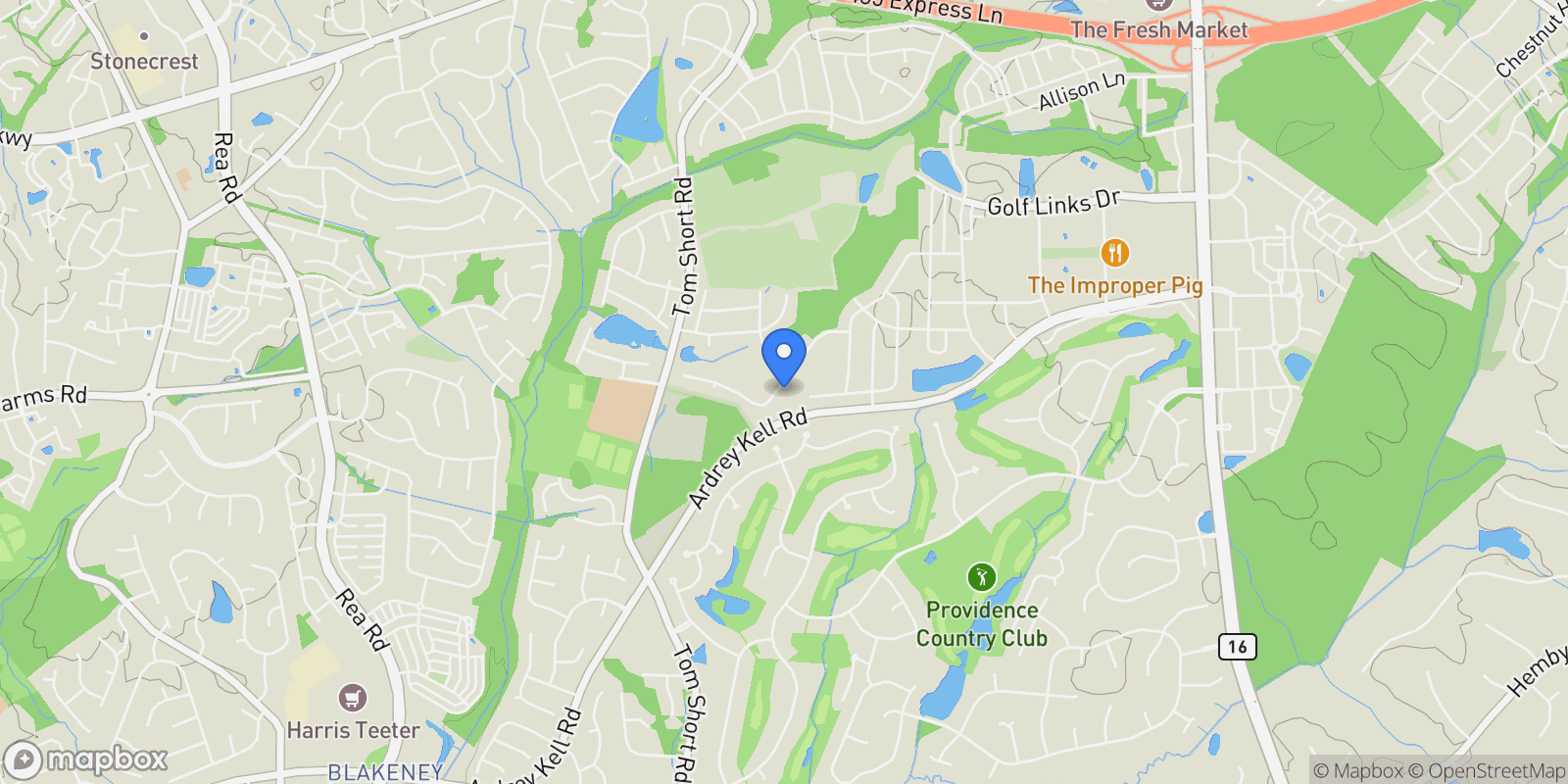 Map showing 6919 S Creek Road, Charlotte, NC 28277, Charlotte, North Carolina, United States.