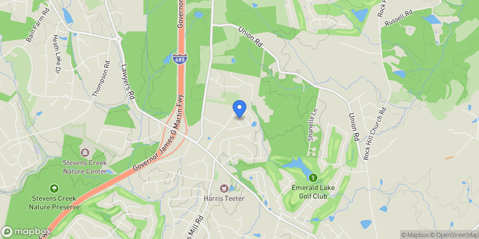 Map showing 1022 Galloway Drive, Matthews, NC 28104, Weddington, North Carolina, United States.