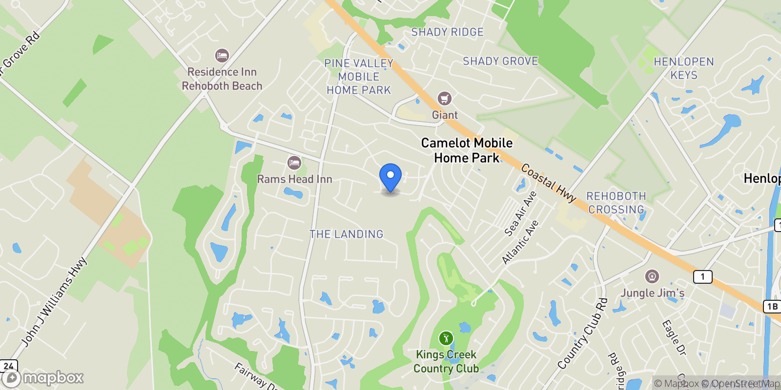 Map showing 110 Whisperwood Lane, Rehoboth Beach, DE 19971, Rehoboth Beach, Delaware, United States.