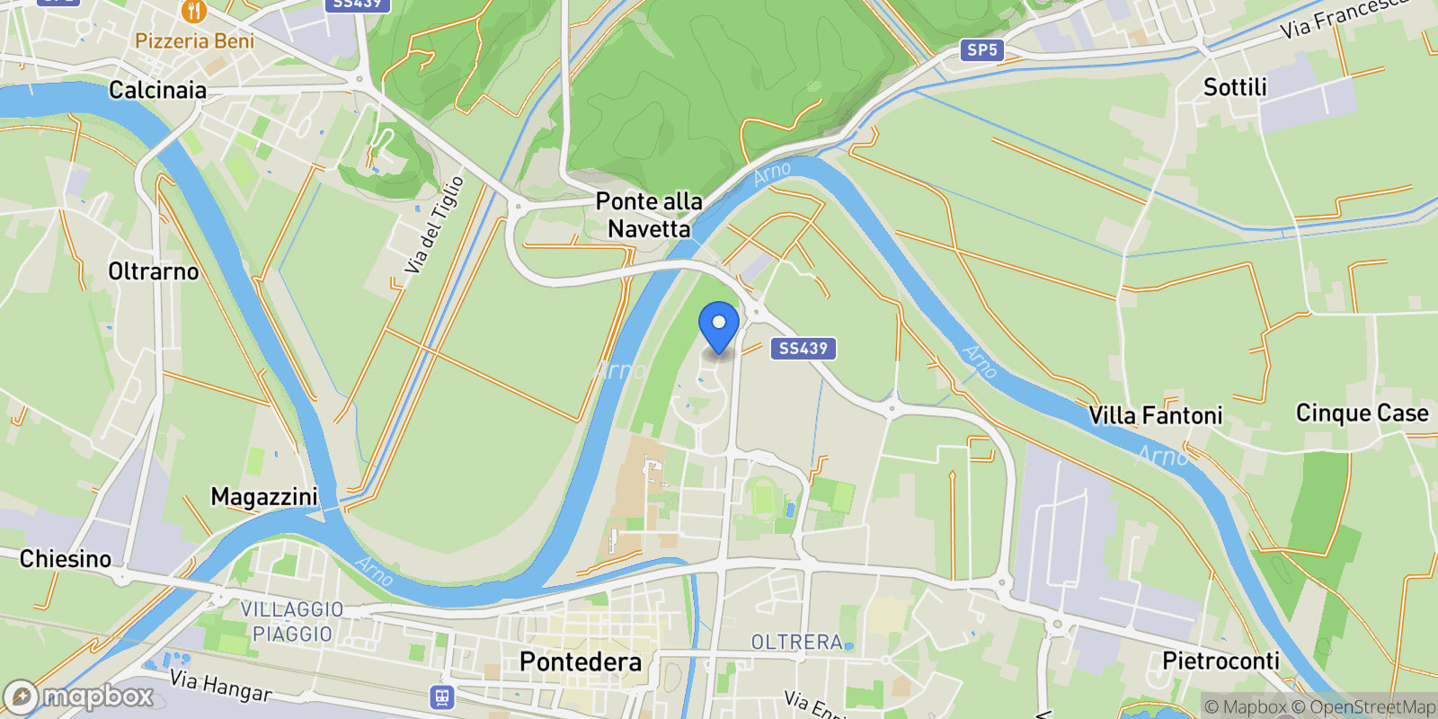 Map showing Via dei Salici, Pontedera, Tuscany, Italy.