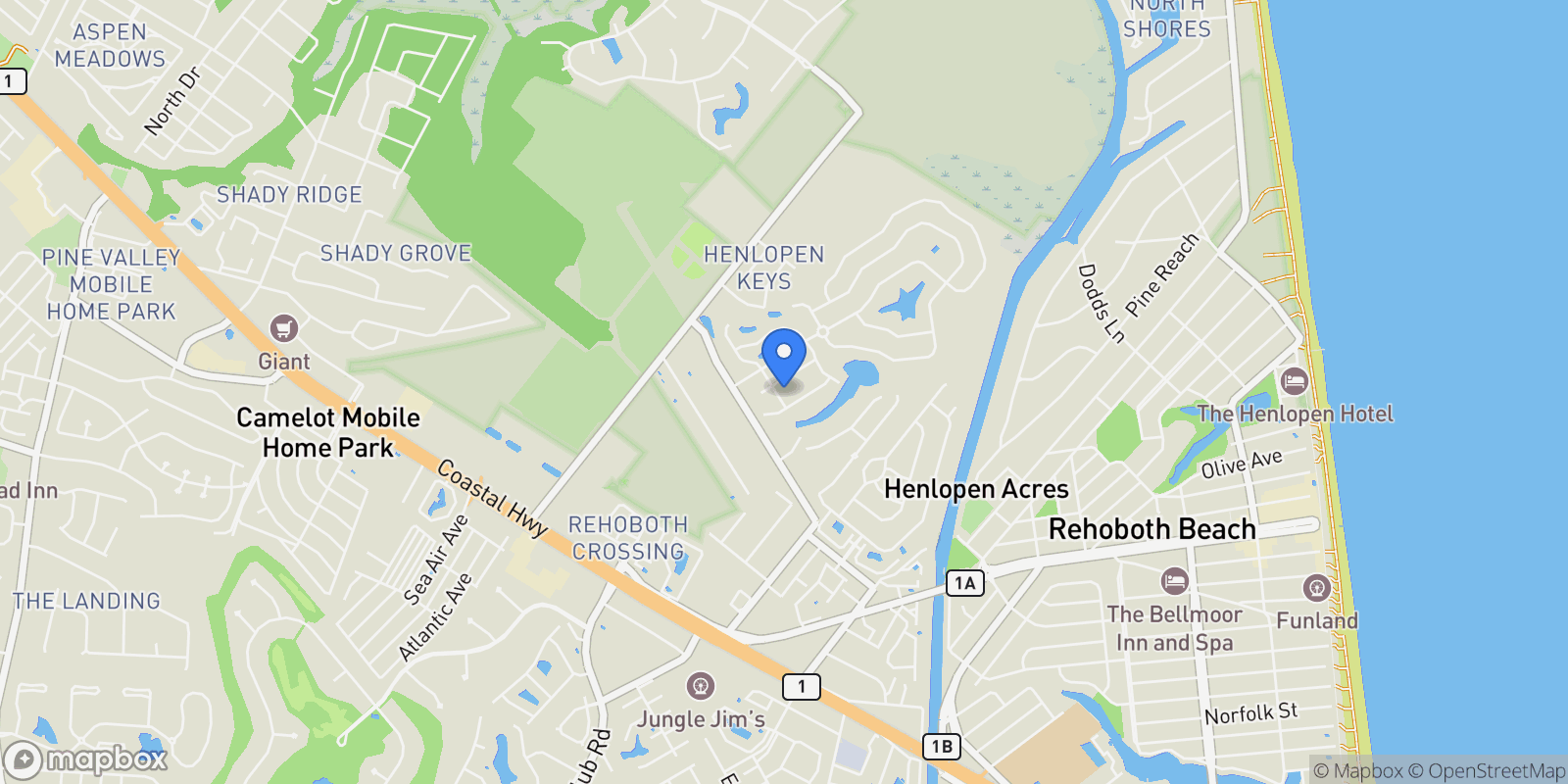 Map showing 37697 Ulster Drive , U16, Rehoboth Beach, DE 19971, Rehoboth Beach, Delaware, United States.