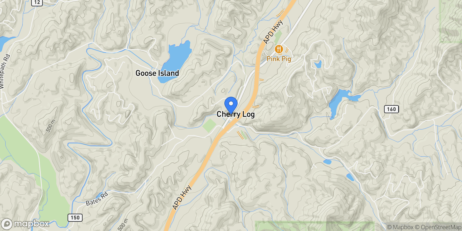 Map showing 51+ ACRE Mountain Cove Way #1-8, Cherry Log, GA 30522, Cherry Log, Georgia, United States.