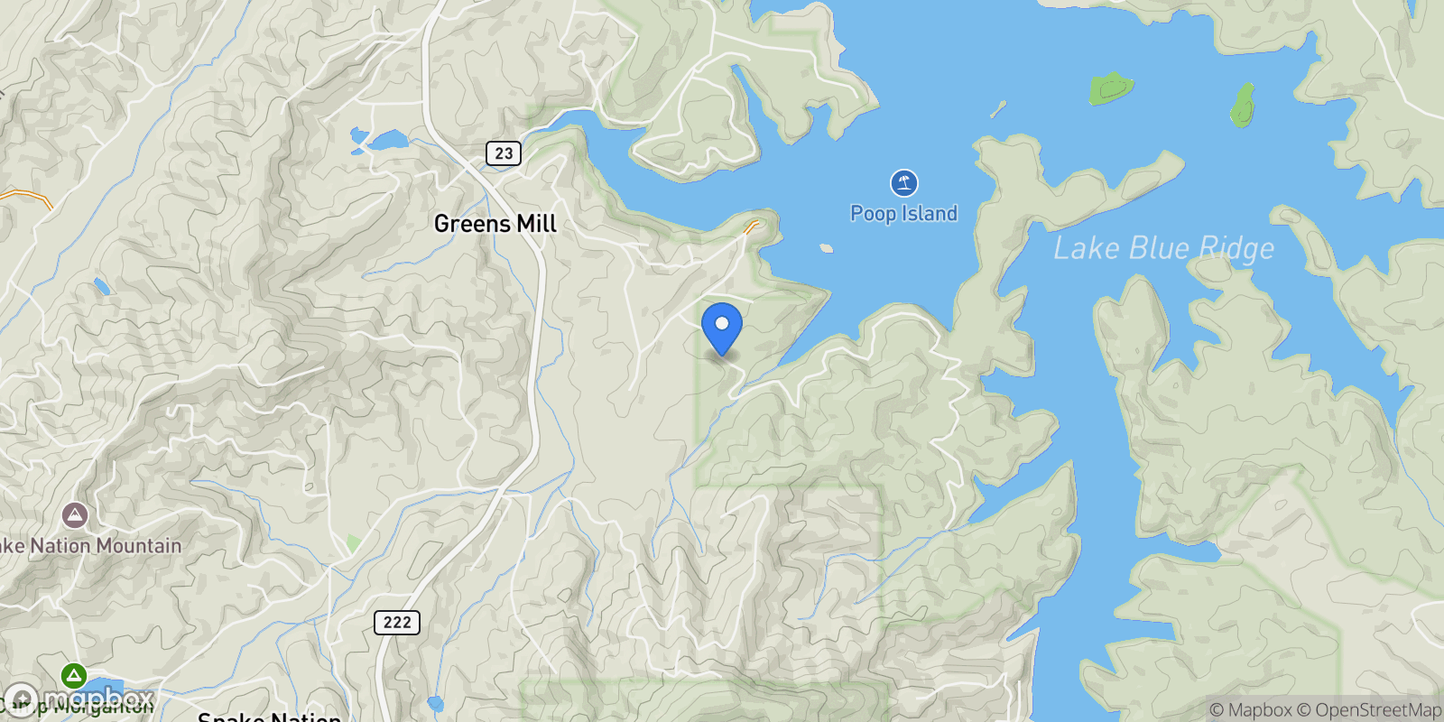 Map showing 98 Bear Lane, Blue Ridge, GA 30513, Blue Ridge, Georgia, United States.