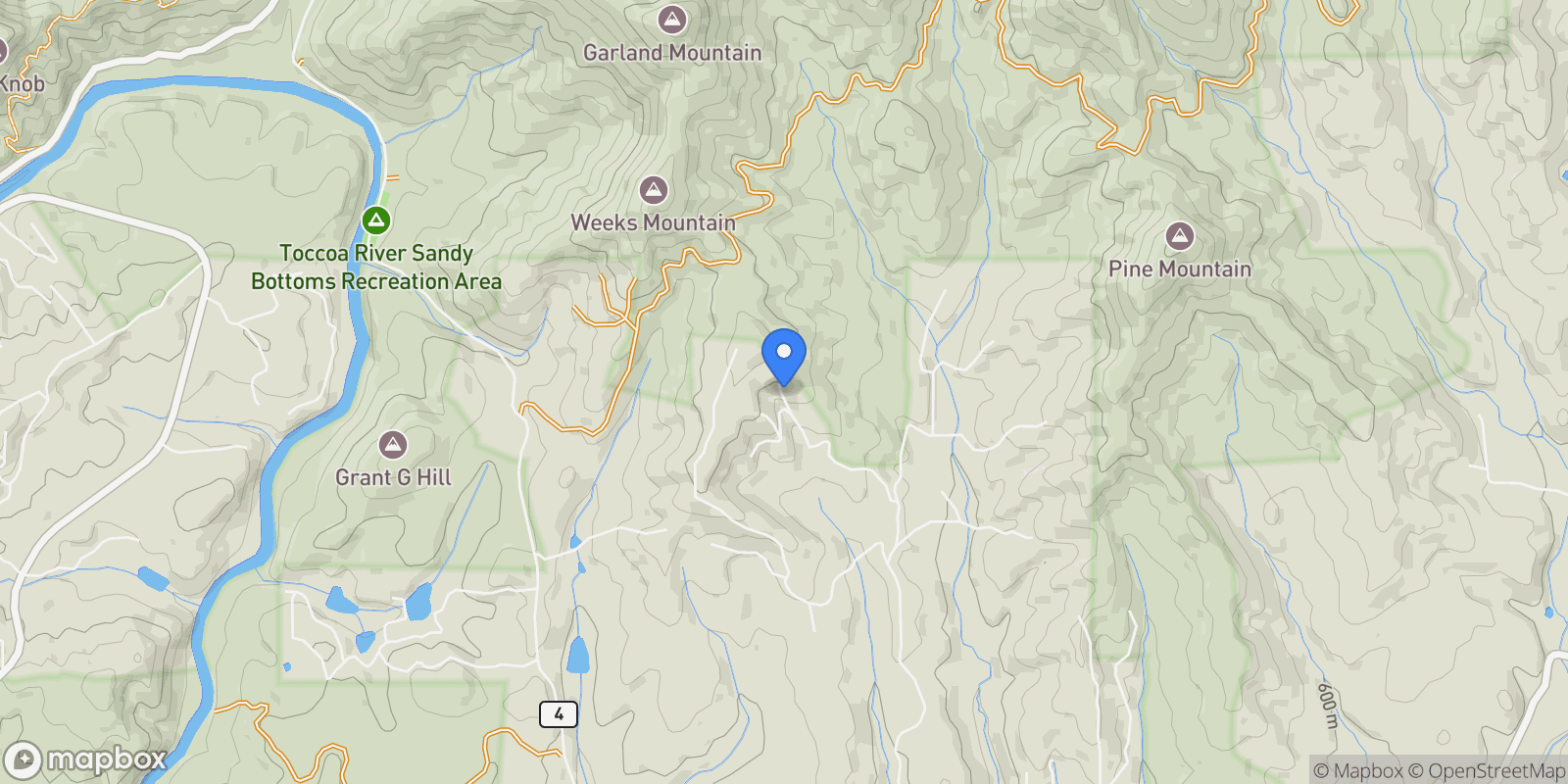 Map showing 603 Red Berry Ridge Road, Blue Ridge, GA 30513, Blue Ridge, Georgia, United States.