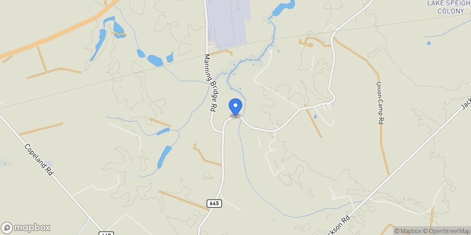 Map showing 1528 Manning Road, Suffolk, Virginia, United States.