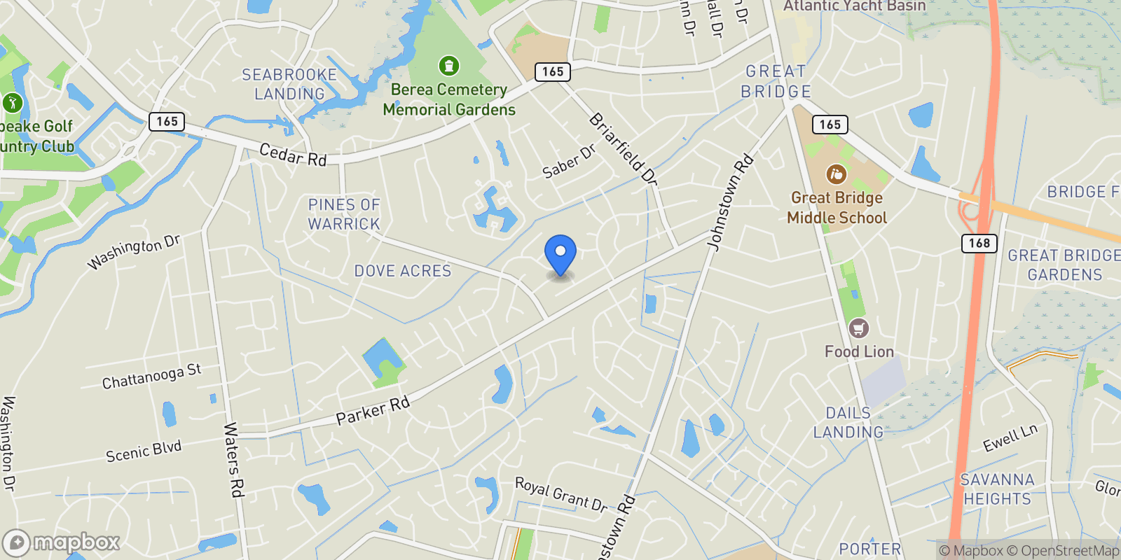 Map showing 509 Foxgate Quarter Quay, Chesapeake, Virginia, United States.