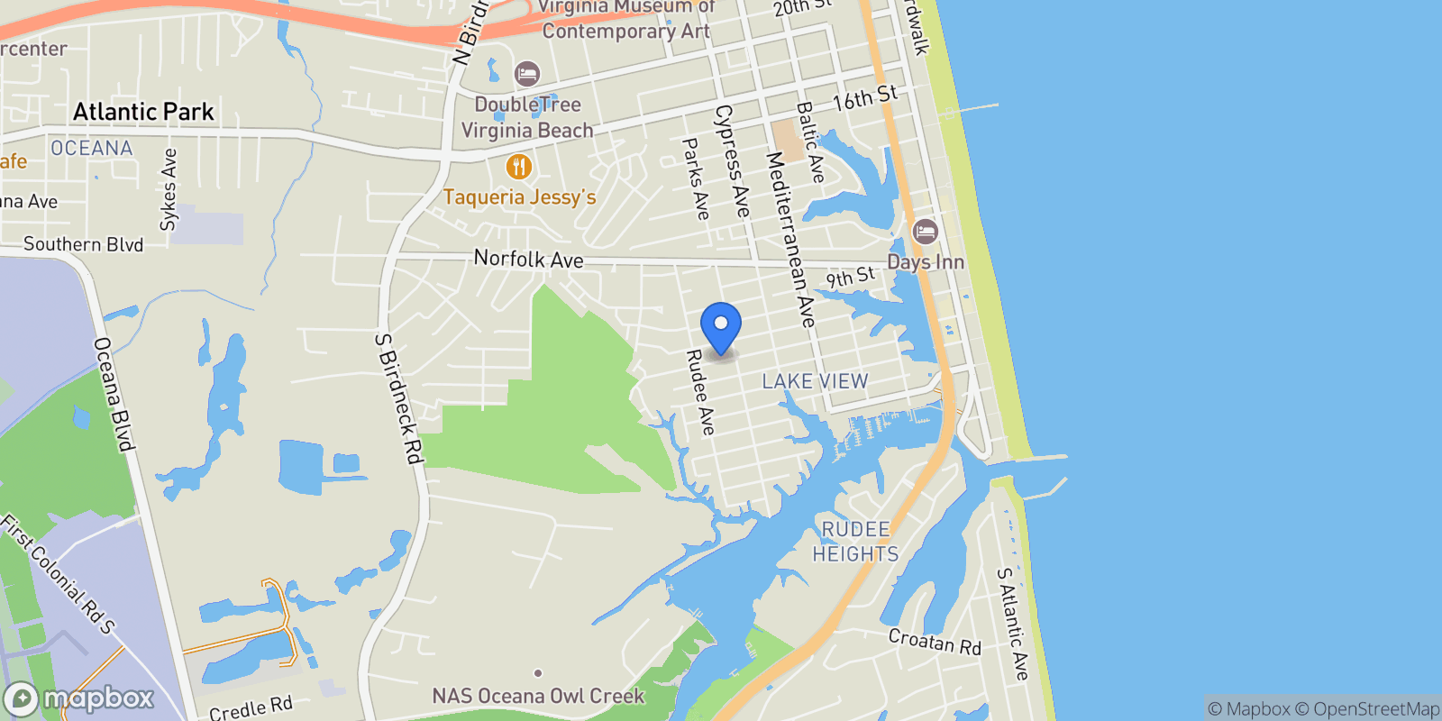 Map showing 807 Virginia Avenue, Virginia Beach, Virginia, United States.