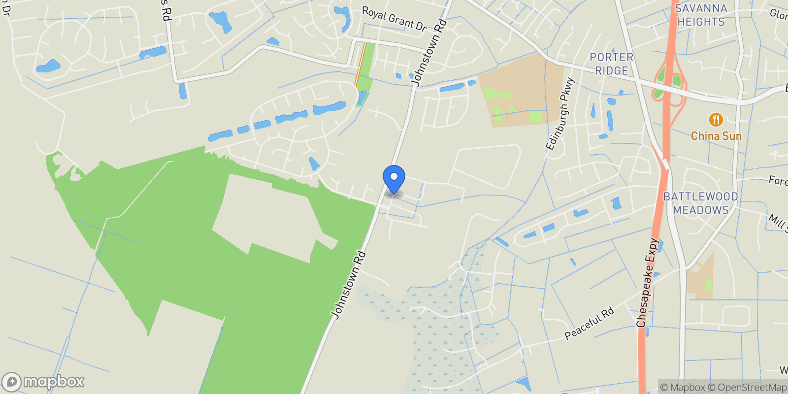 Map showing 428 Stoney Mist Way, Chesapeake, Virginia, United States.