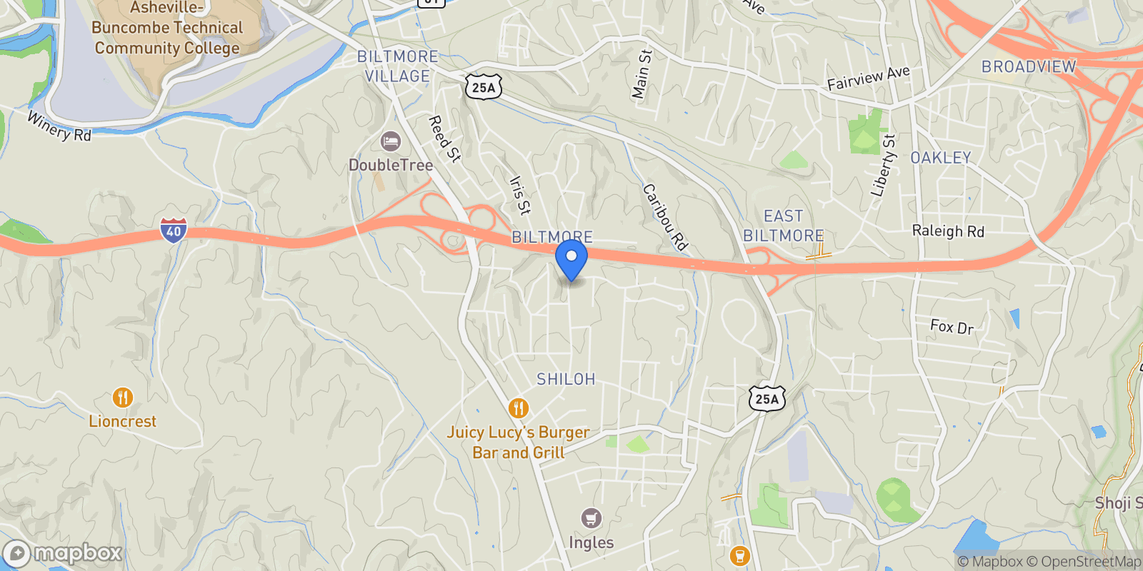Map showing 308 London Rd, Asheville, NC 28803, Asheville, North Carolina, United States.