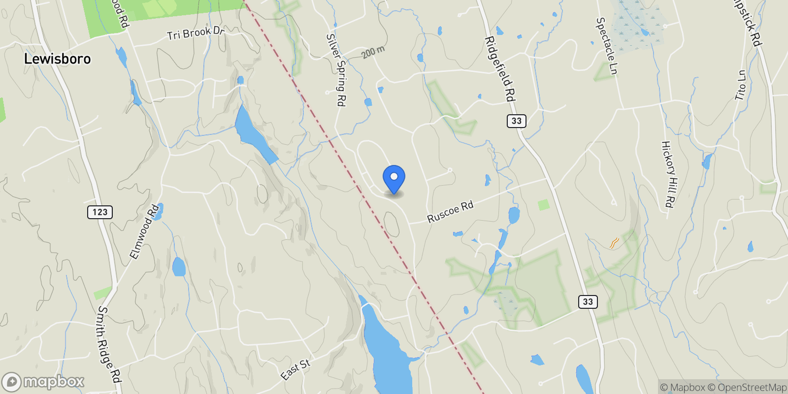 Map showing 96 Silver Spring Road, Wilton, Connecticut, United States.