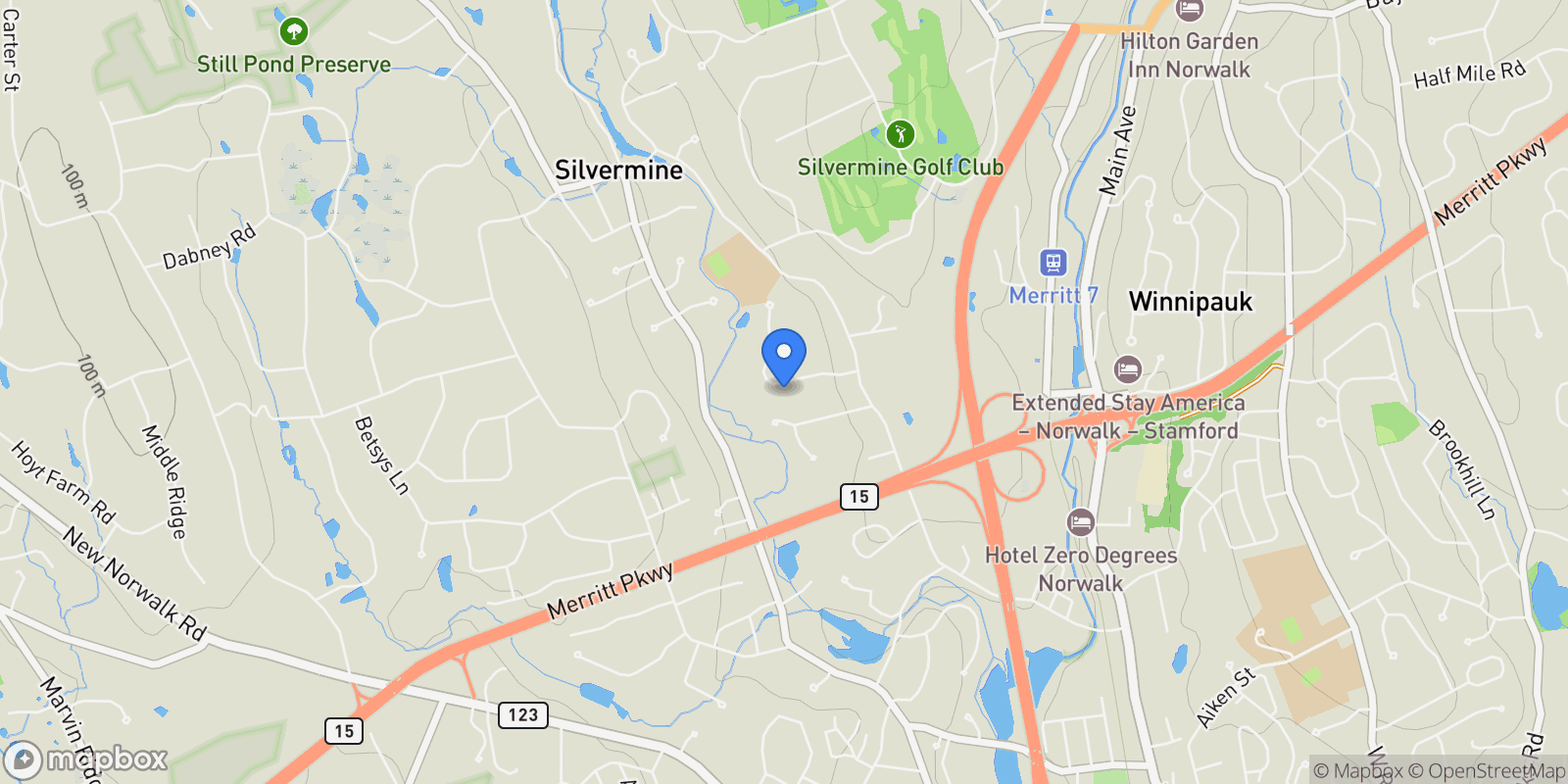 Map showing 9 Singing Woods Road, Norwalk, Connecticut, United States.