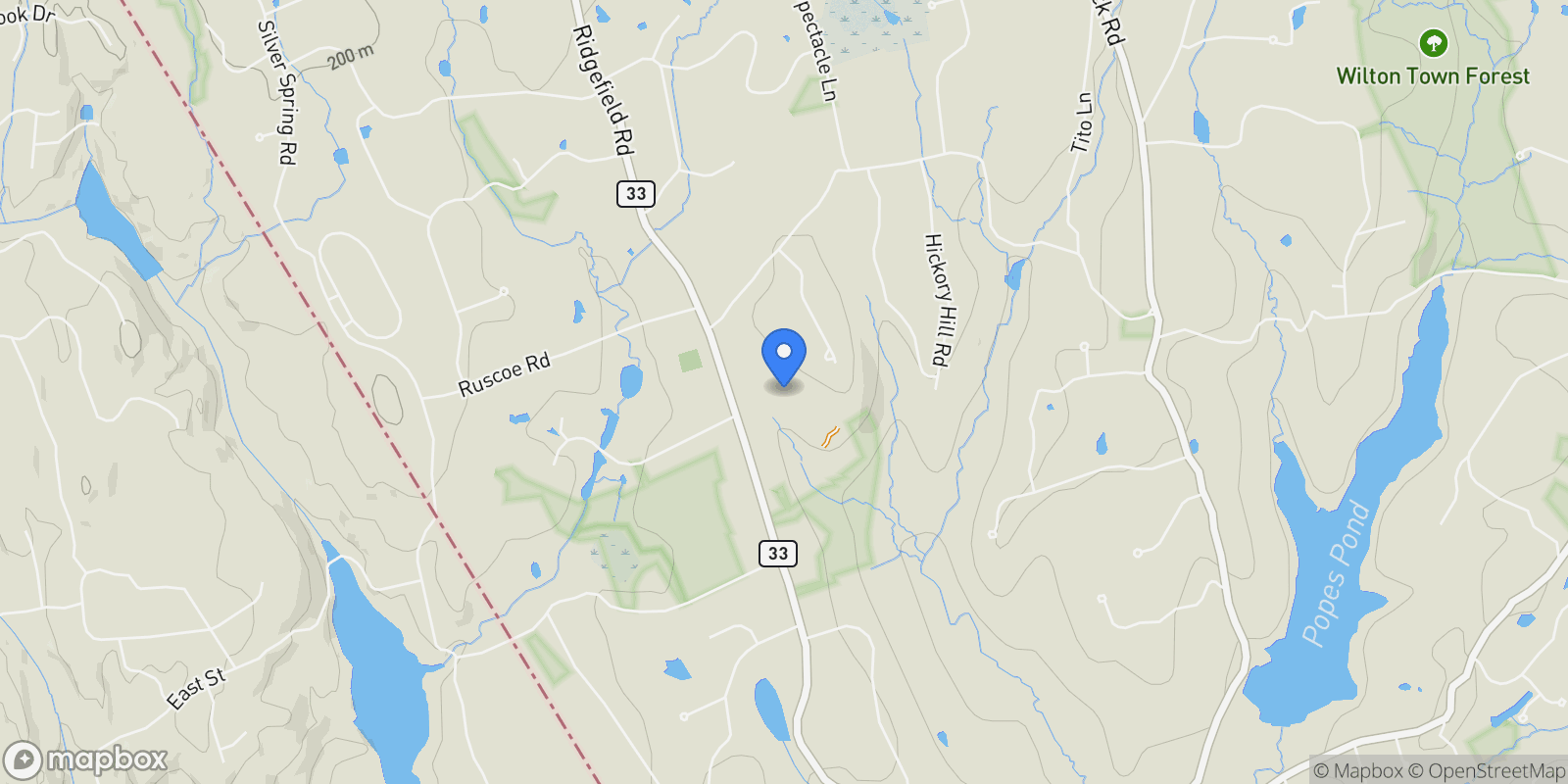 Map showing 55 Tanners Drive, Wilton, Connecticut, United States.