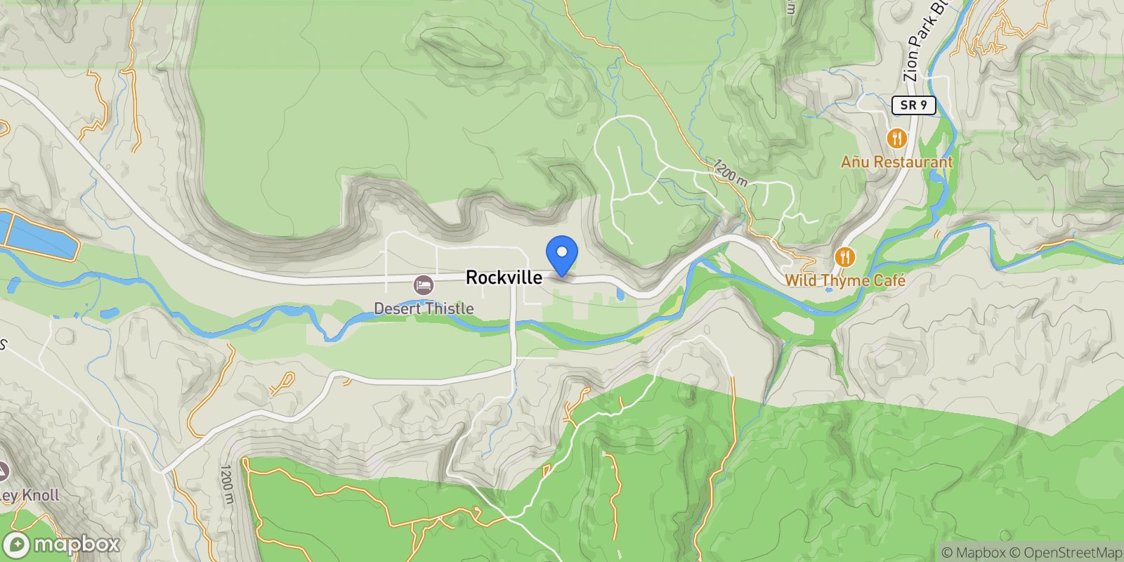 Map showing 336 E Main ST, Rockville, Utah, United States.
