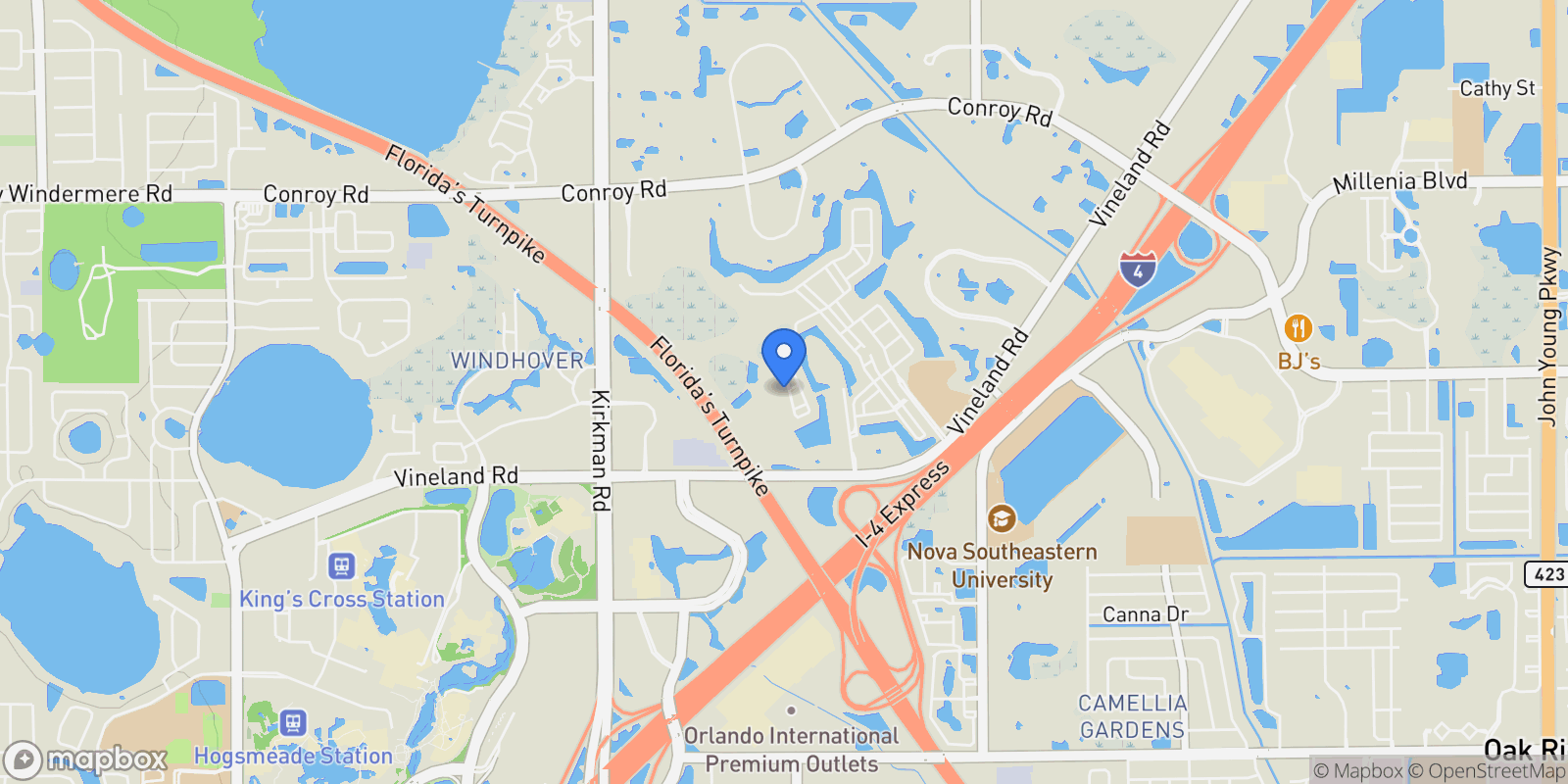 Map showing 5059 Southlawn Avenue, Orlando, FL 32811, Orlando, Florida, United States.