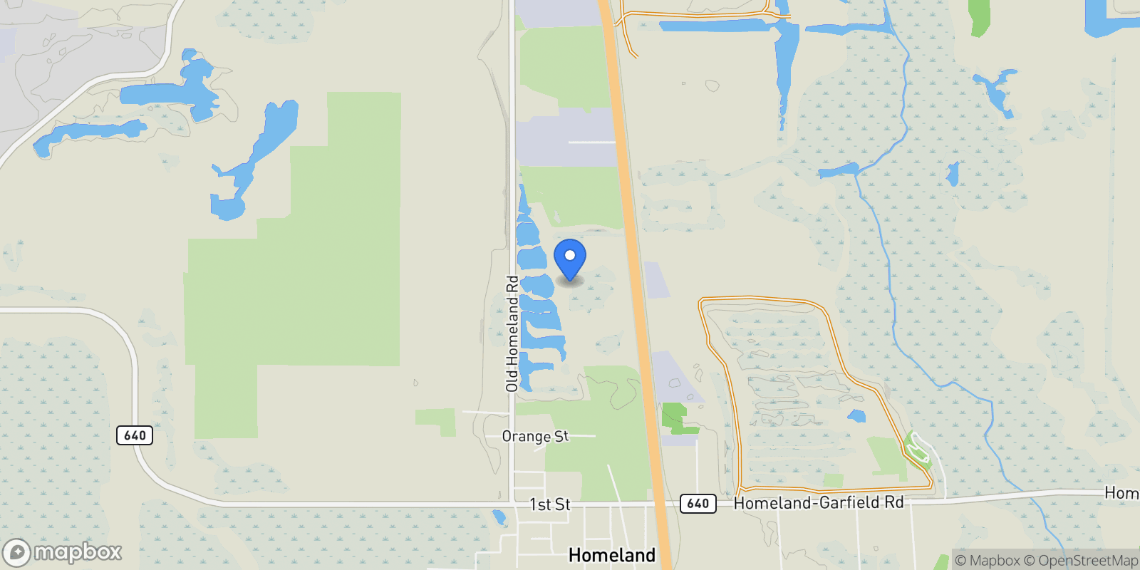Map showing 5704 Old Homeland Road, Bartow, FL 33830, Mulberry, Florida, United States.