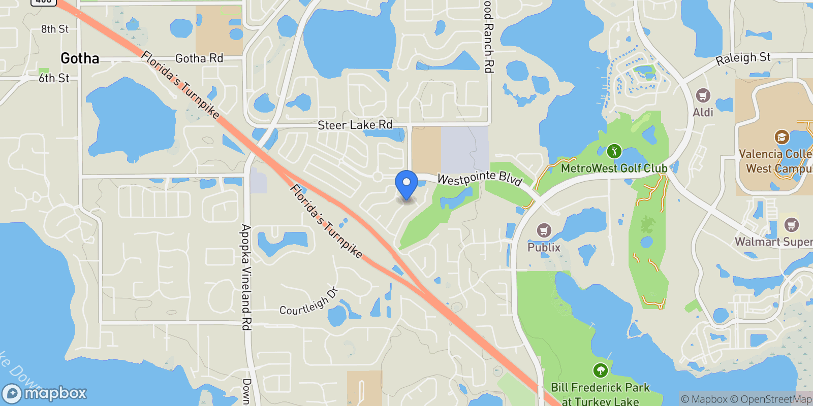 Map showing 2237 Baesel View Drive, Orlando, FL 32835, Orlando, Florida, United States.