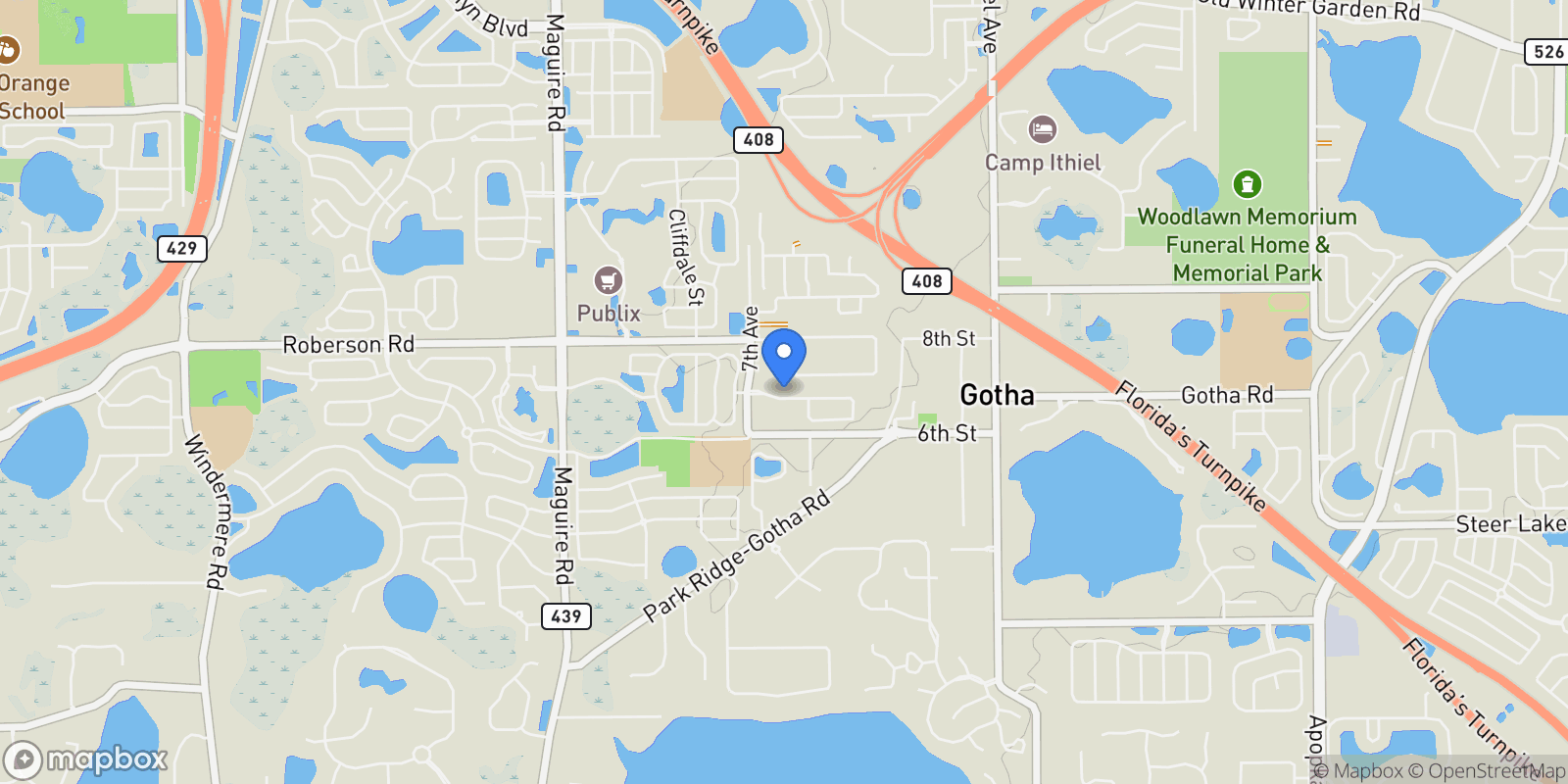 Map showing 10199 Brocksport Circle, Gotha, FL 34734, Gotha, Florida, United States.