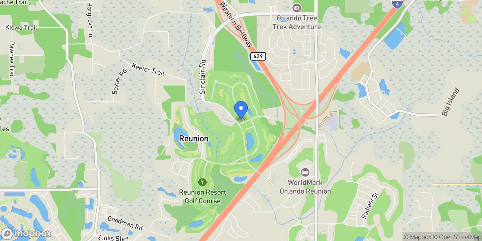Map showing 300 Muirfield Loop, Reunion, FL 34747, Kissimmee, Florida, United States.