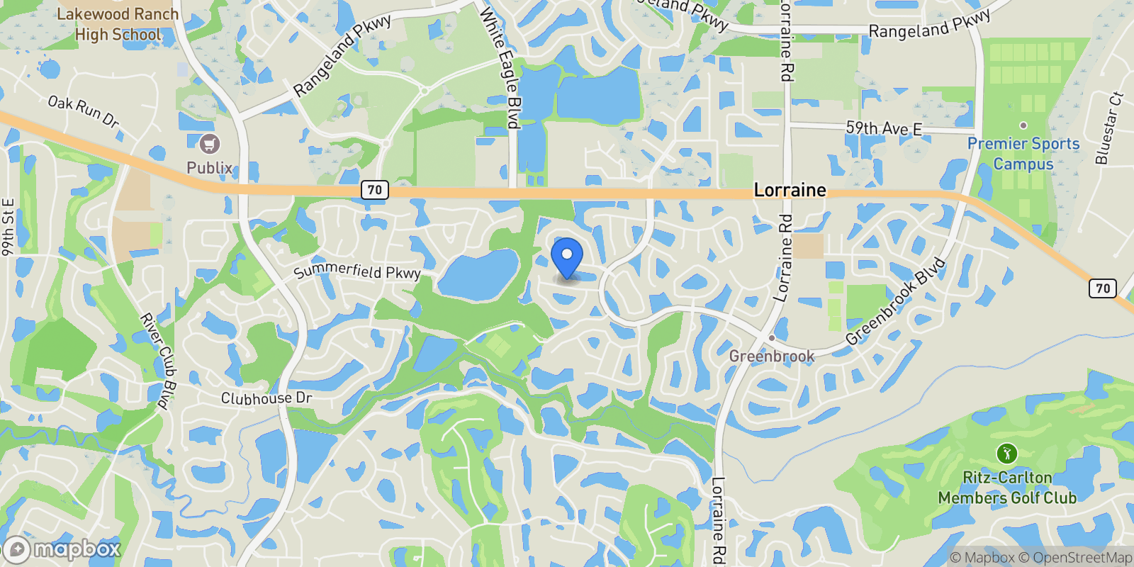 Map showing 13309  Swallowtail Dr, Lakewood Ranch, FL 34202, Bradenton, Florida, United States.