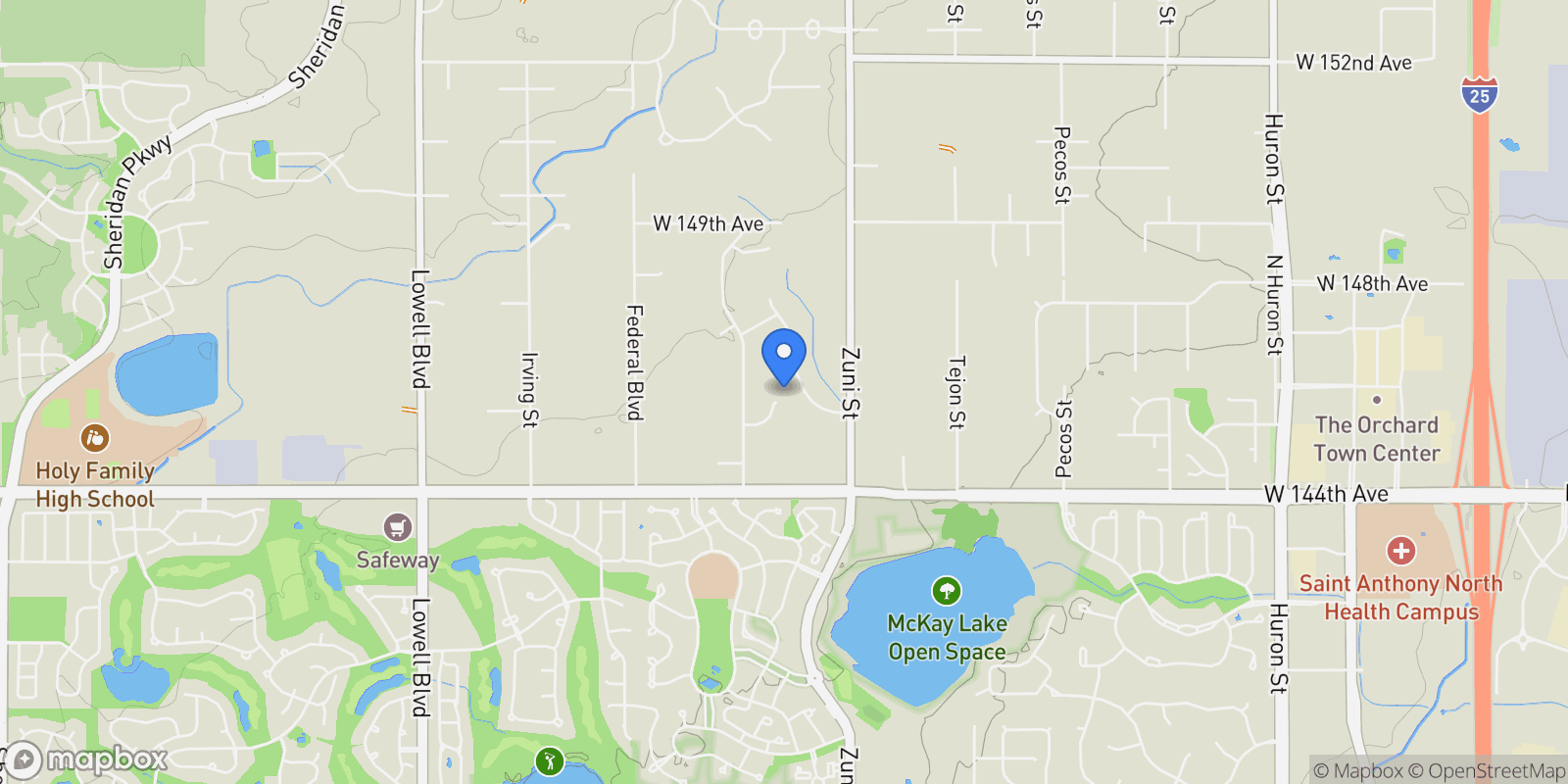 Map showing 14582 Homestead Place , Broomfield, CO 80023, Broomfield, Colorado, United States.