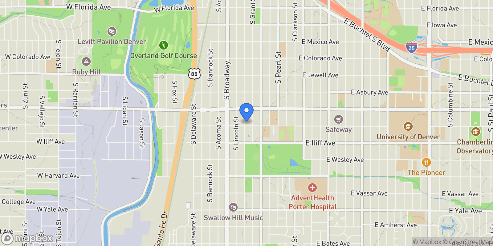 Map showing 2194 S Sherman Street, Denver, CO 80210, Denver, Colorado, United States.