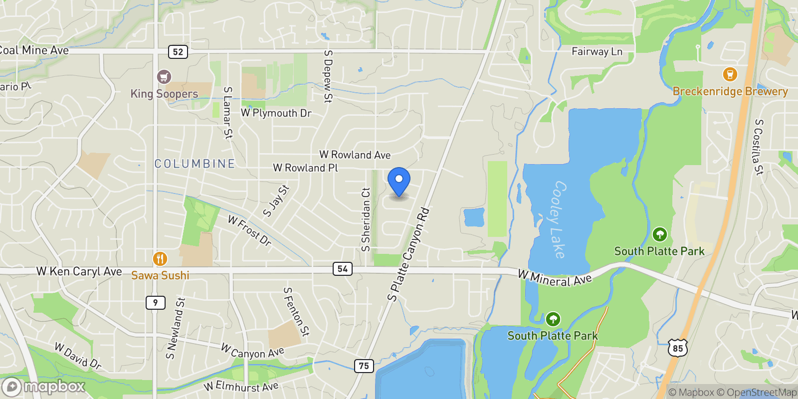 Map showing 5040 W Geddes Circle , Littleton, CO 80128, Columbine, Colorado, United States.