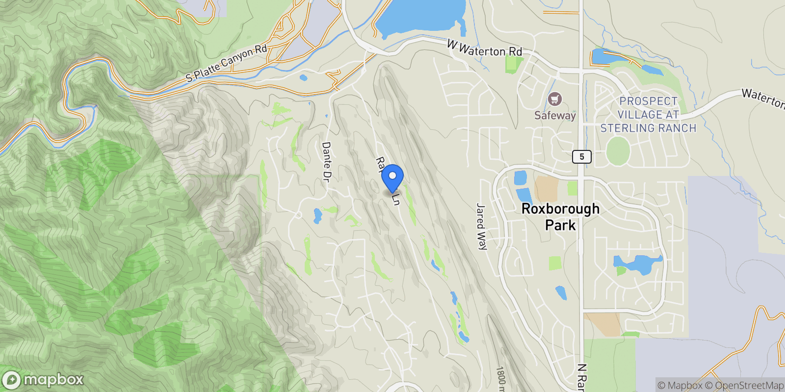 Map showing 7911 Raphael Lane , Littleton, CO 80125, Roxborough Park, Colorado, United States.