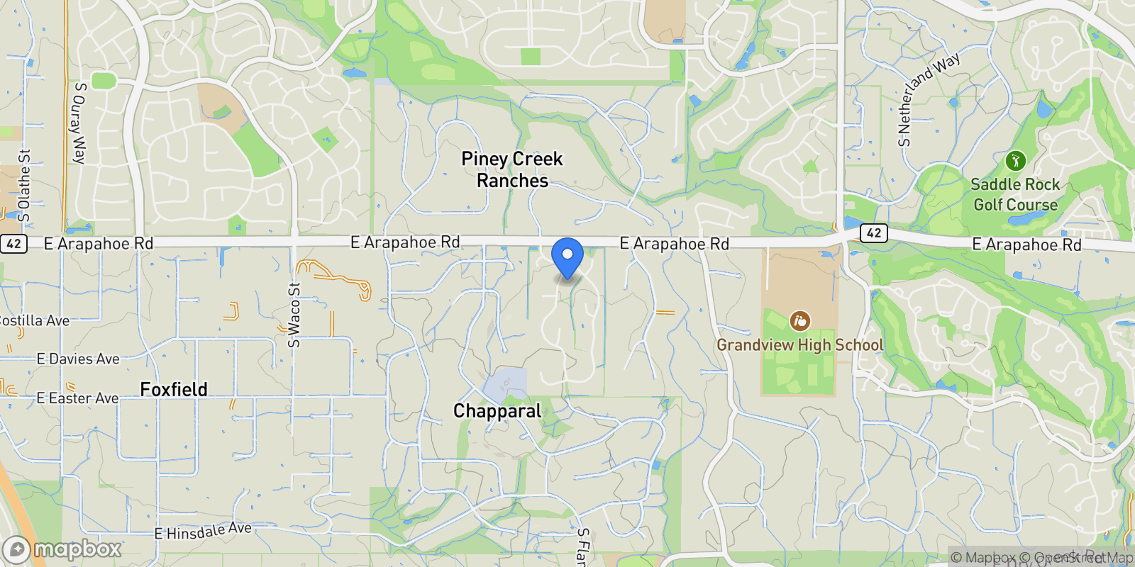 Map showing 6834 S Ensenada Street , Aurora, CO 80016, Aurora, Colorado, United States.