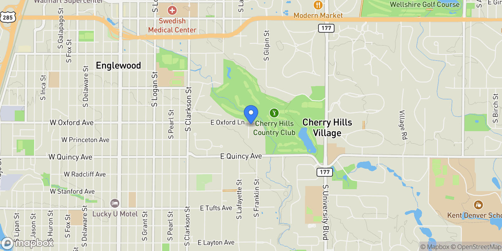 Map showing 4160 S Humboldt Street , Cherry Hills Village, CO 80113, Englewood, Colorado, United States.