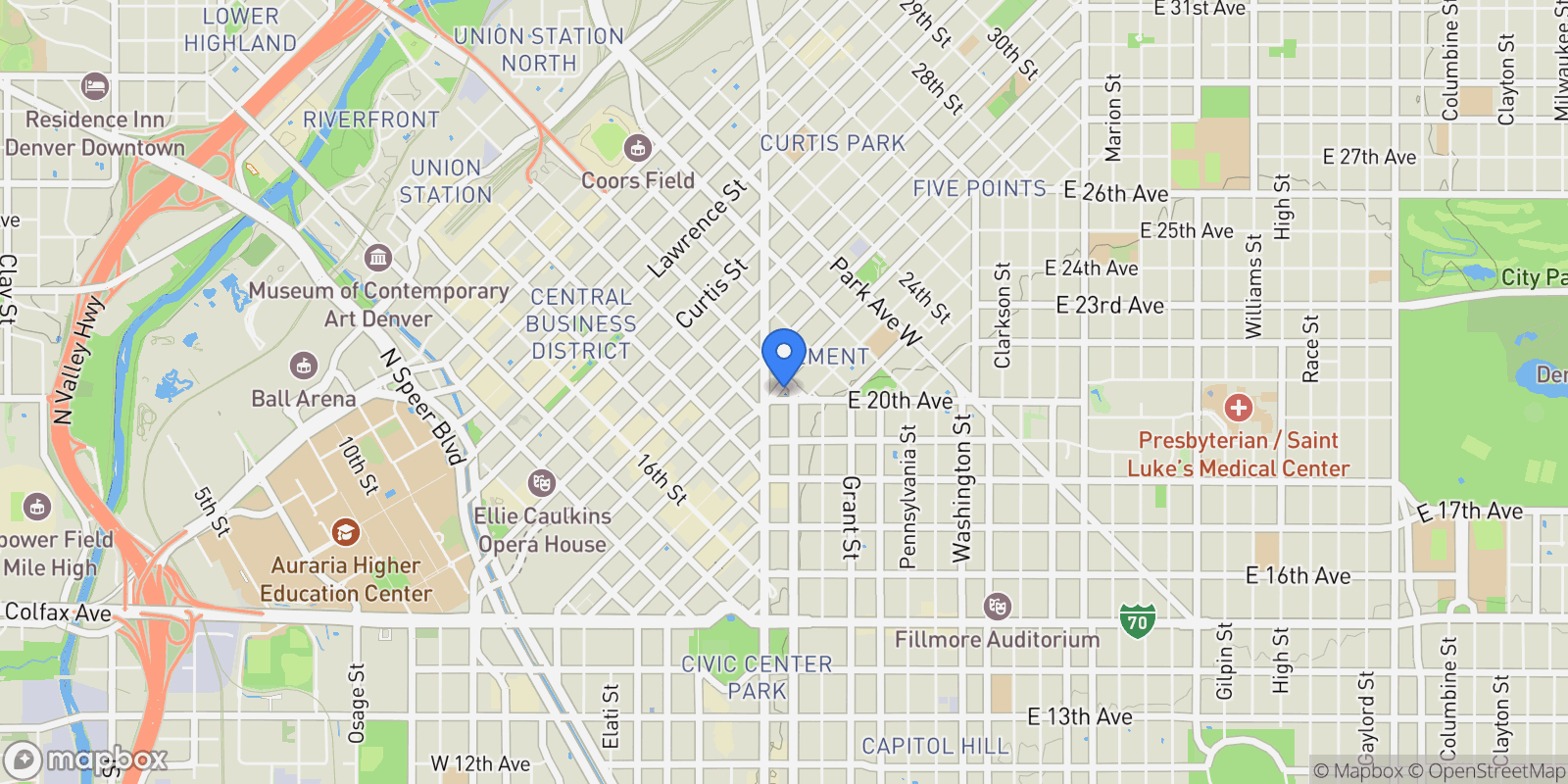 Map showing 2001 Lincoln Street Unit# 1810, Denver, CO 80202, Denver, Colorado, United States.