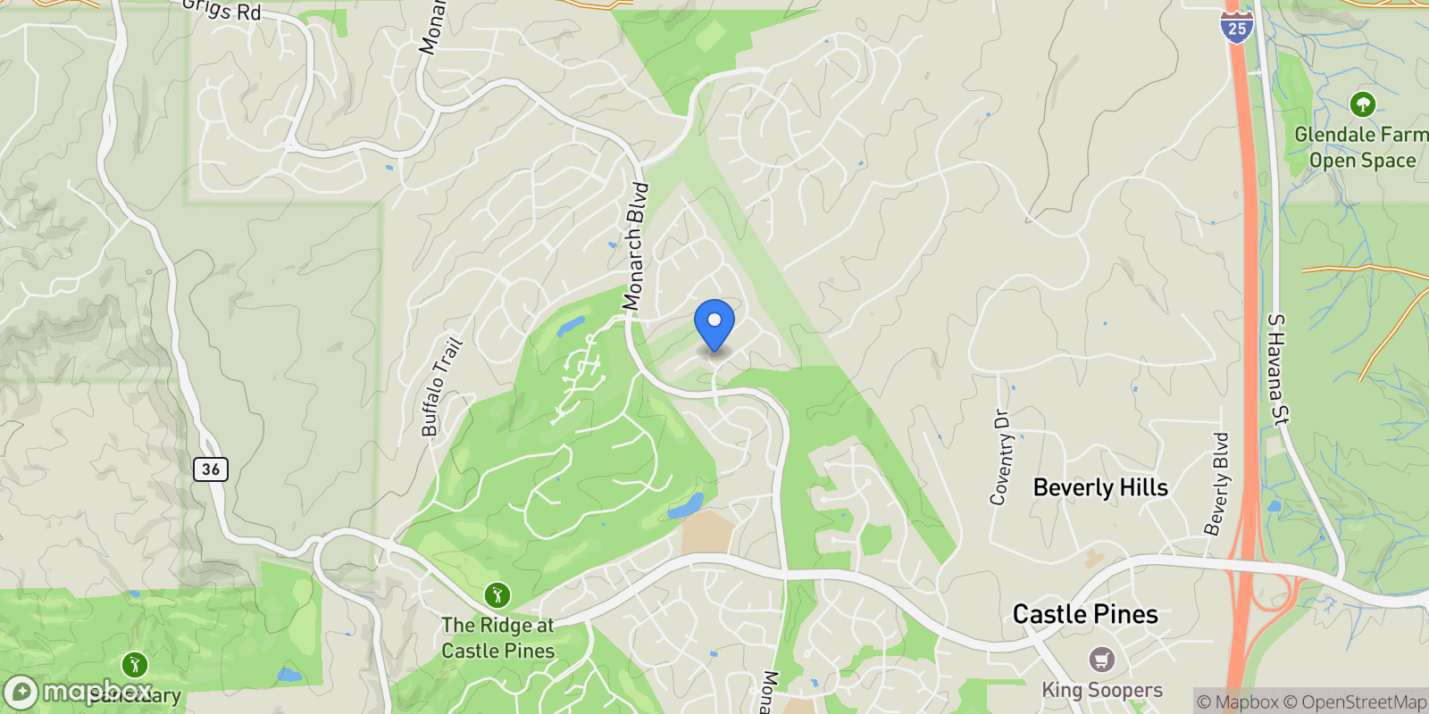 Map showing 8114 Briar Ridge Drive , Castle Pines, CO 80108, Castle Rock, Colorado, United States.