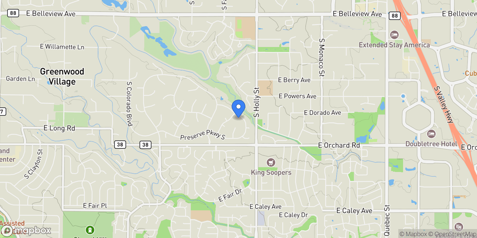 Map showing 5306 Preserve Parkway , Greenwood Village, CO 80121, Greenwood Village, Colorado, United States.