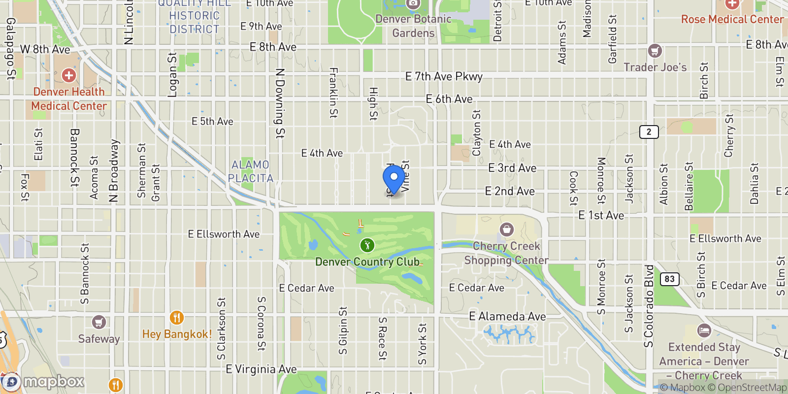 Map showing 140 Race Street , Denver, CO 80206, Denver, Colorado, United States.