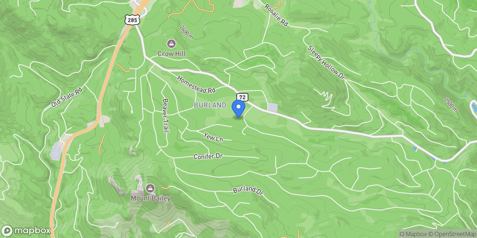 Map showing 1768 Bluebird Drive , Bailey, CO 80421, Bailey, Colorado, United States.