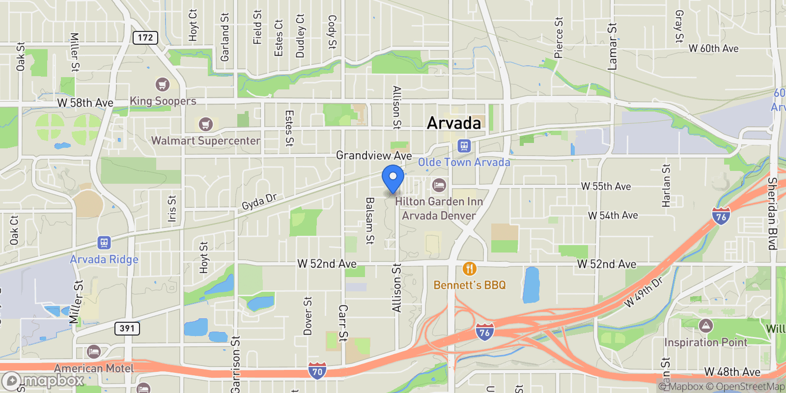 Map showing 5419 Allison Street Unit# G, Arvada, CO 80002, Arvada, Colorado, United States.