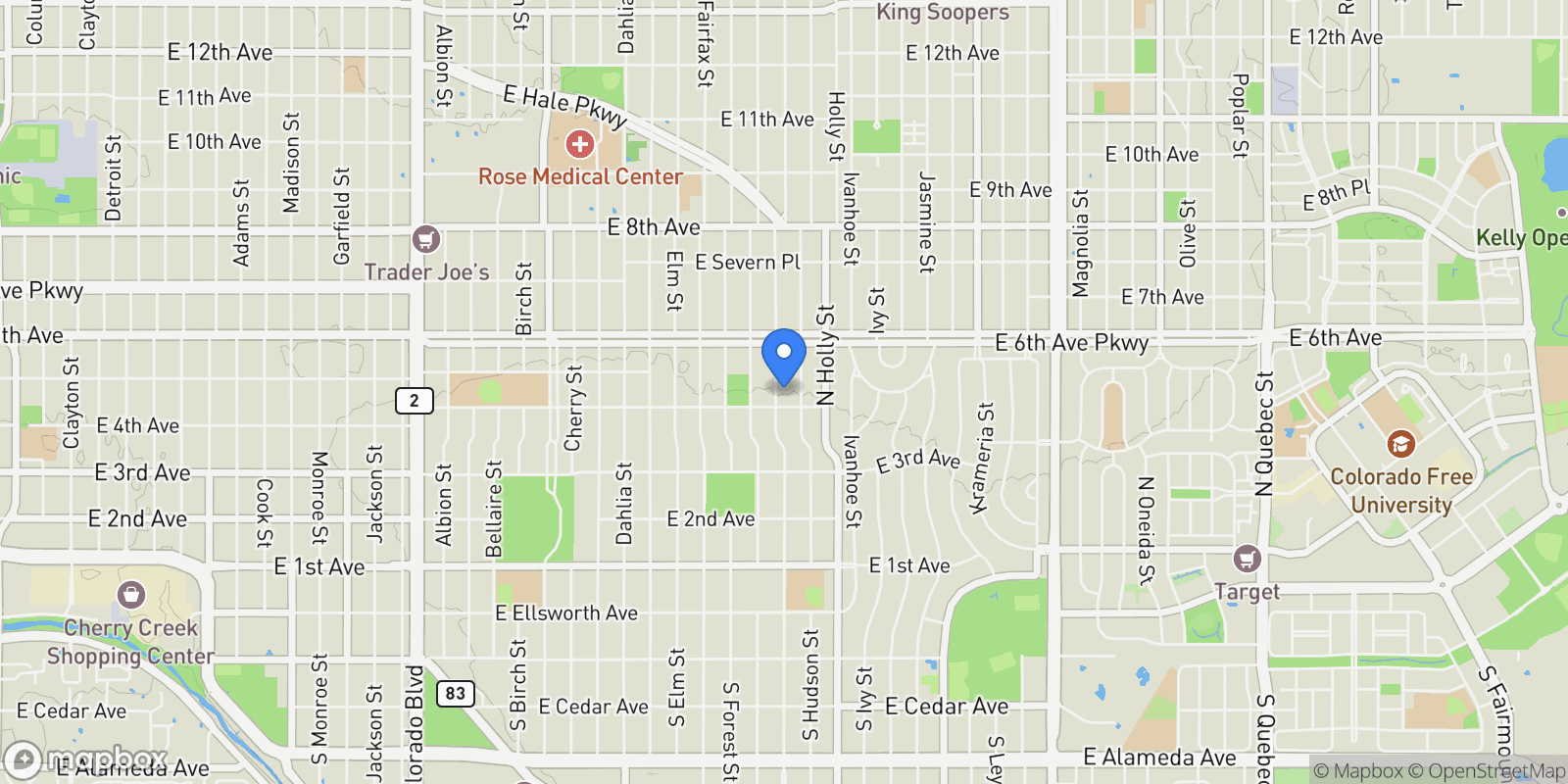 Map showing 424 Grape Street , Denver, CO 80220, Denver, Colorado, United States.