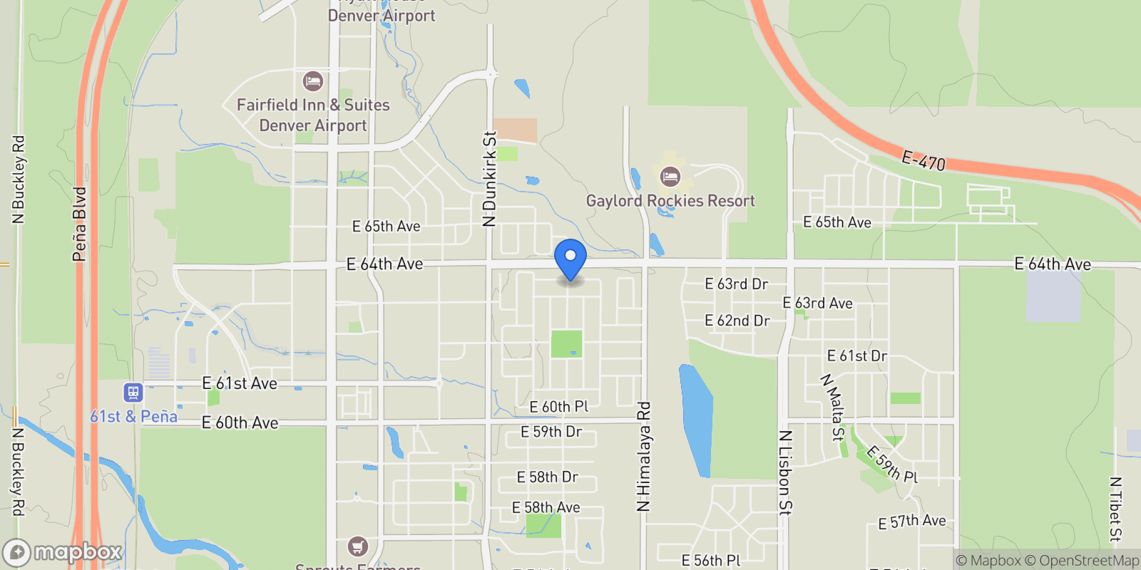 Map showing 19702 E 63rd Drive , Aurora, CO 80019, Aurora, Colorado, United States.