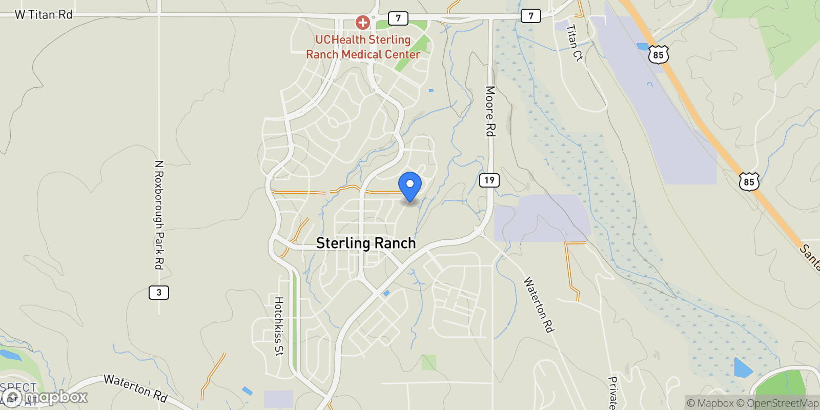 Map showing 9180 Fraser River Street , Littleton, CO 80125, Sterling Ranch, Colorado, United States.