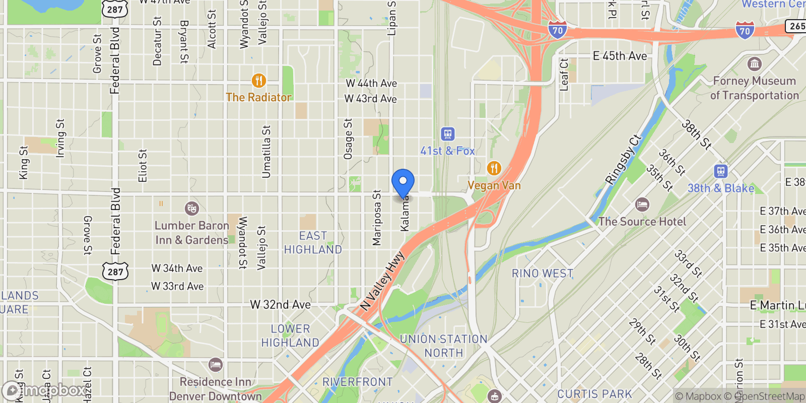 Map showing 3737 Kalamath Street Unit# 1, Denver, CO 80211, Denver, Colorado, United States.