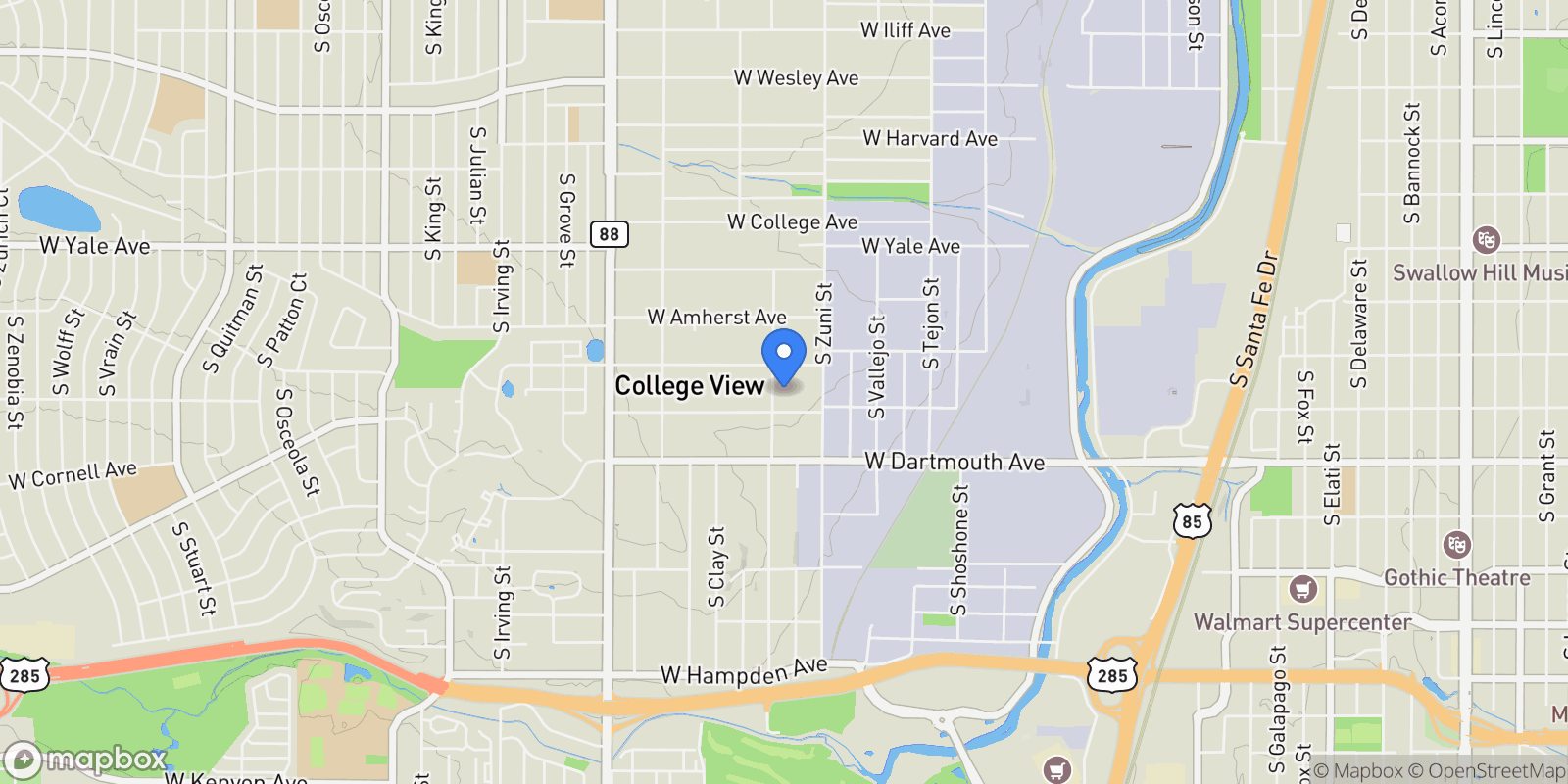 Map showing 2954 S Bryant Street , Denver, CO 80236, Denver, Colorado, United States.