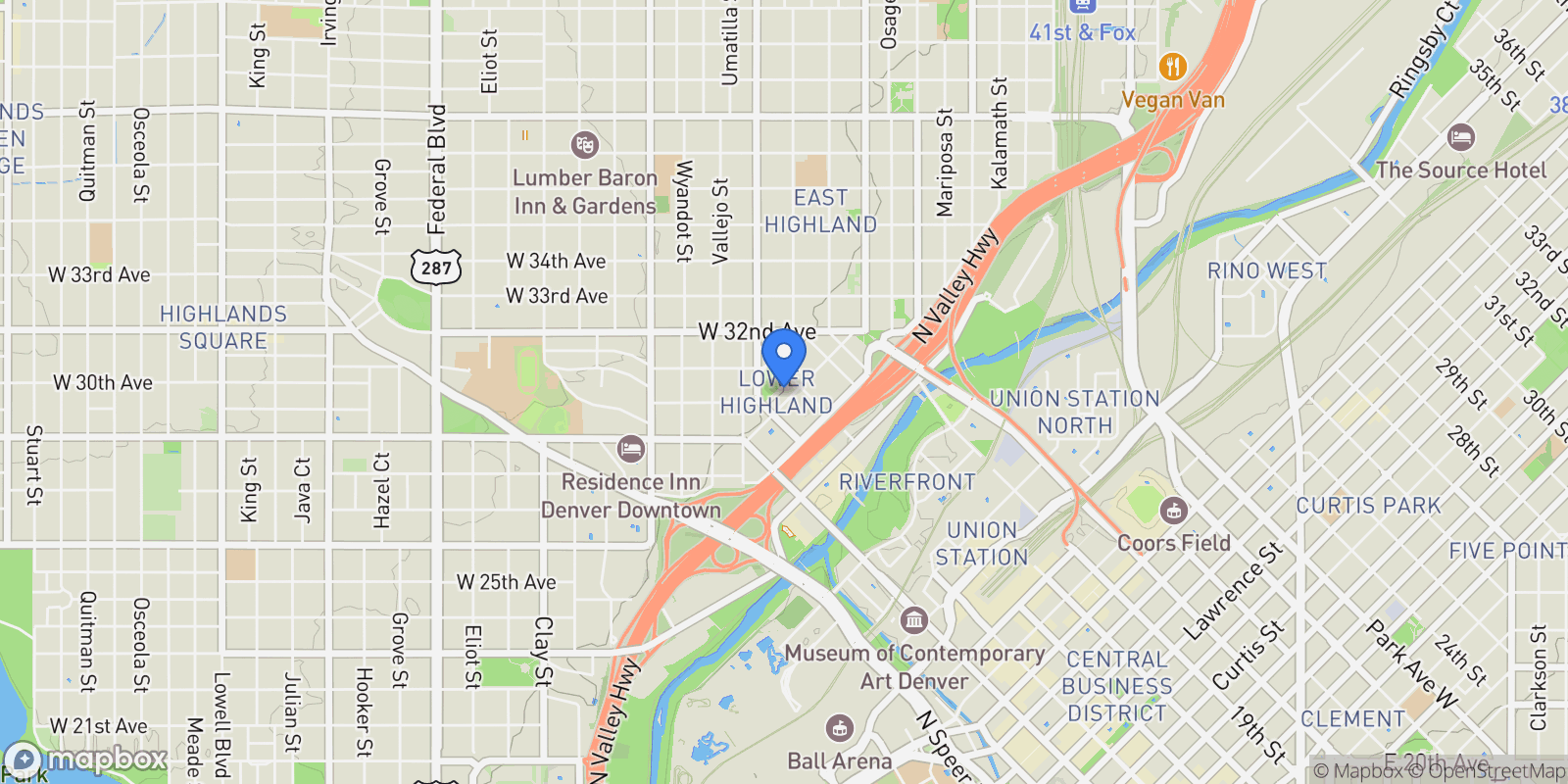 Map showing 1643 Boulder Street Unit# 210, Denver, CO 80211, Denver, Colorado, United States.