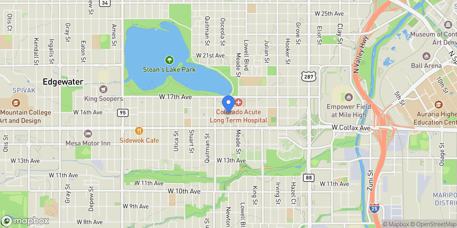 Map showing 1565 Newton Street , Denver, CO 80204, Denver, Colorado, United States.