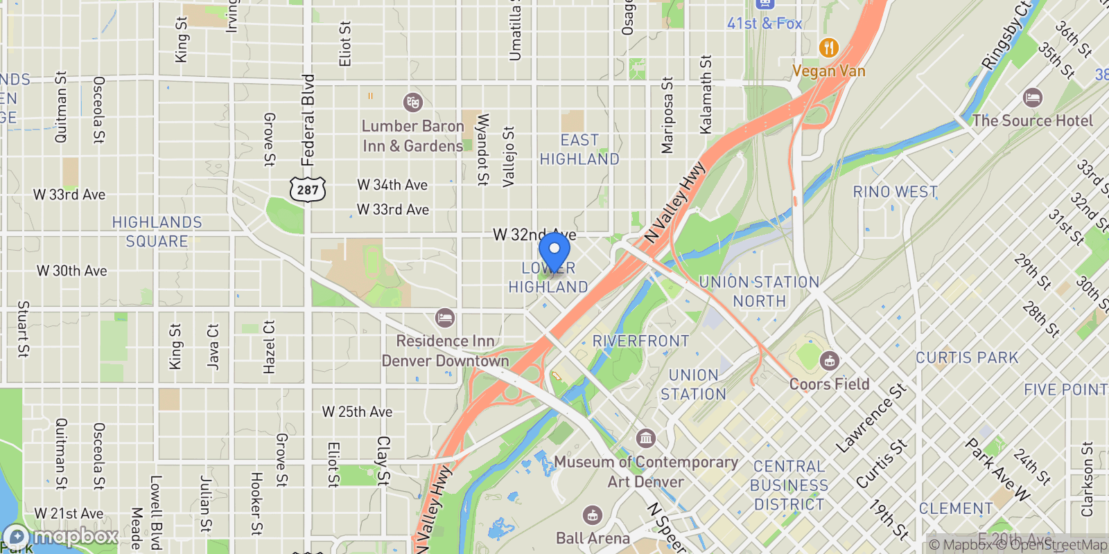 Map showing 1643 Boulder Street Unit# 307, Denver, CO 80211, Denver, Colorado, United States.