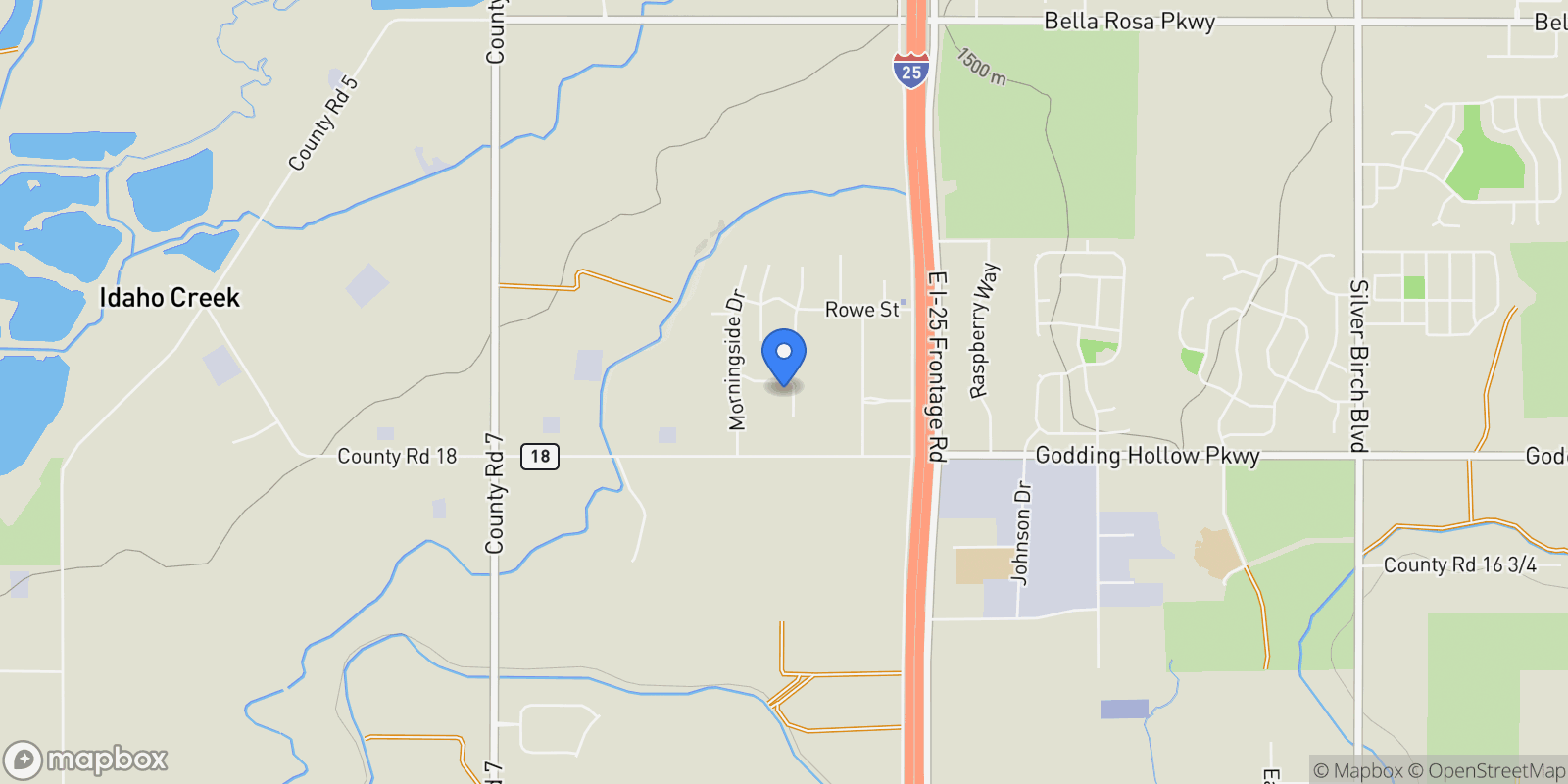 Map showing 8007 Sunrise Circle , Frederick, CO 80516, Erie, Colorado, United States.