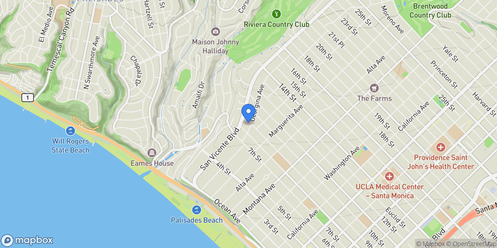 Map showing 831 Georgina Avenue , Santa Monica, CA 90402, Santa Monica, California, United States.