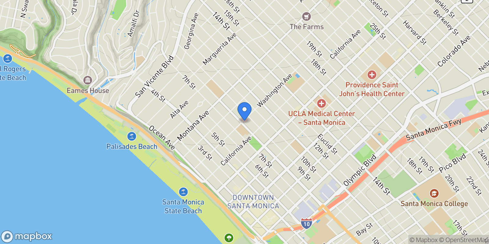 Map showing 808 Washington Avenue , Santa Monica, CA 90403, Santa Monica, California, United States.