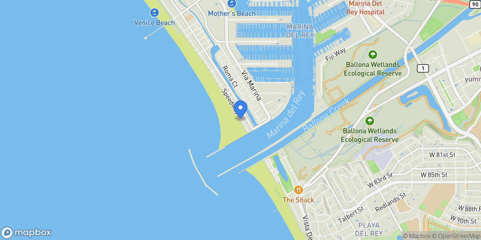 Map showing 6 Voyage Street 101, Marina Del Rey, CA 90292, Marina del Rey, California, United States.